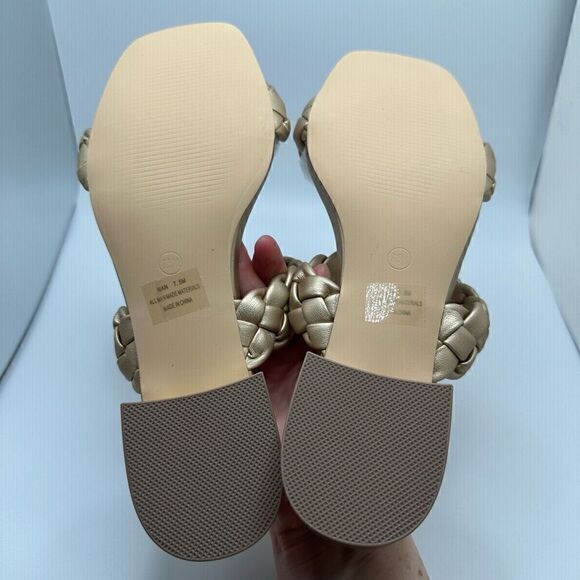 CUSHIONAIRE Women's two band braided low block heel slide sandal +Memory Foam 7. - Picture 5 of 7